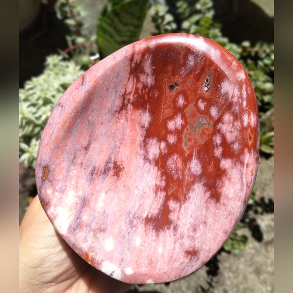 Colorful Pink and Red Ocean Jasper Crystal Bowl Stone Carving - Picture 3 of 9